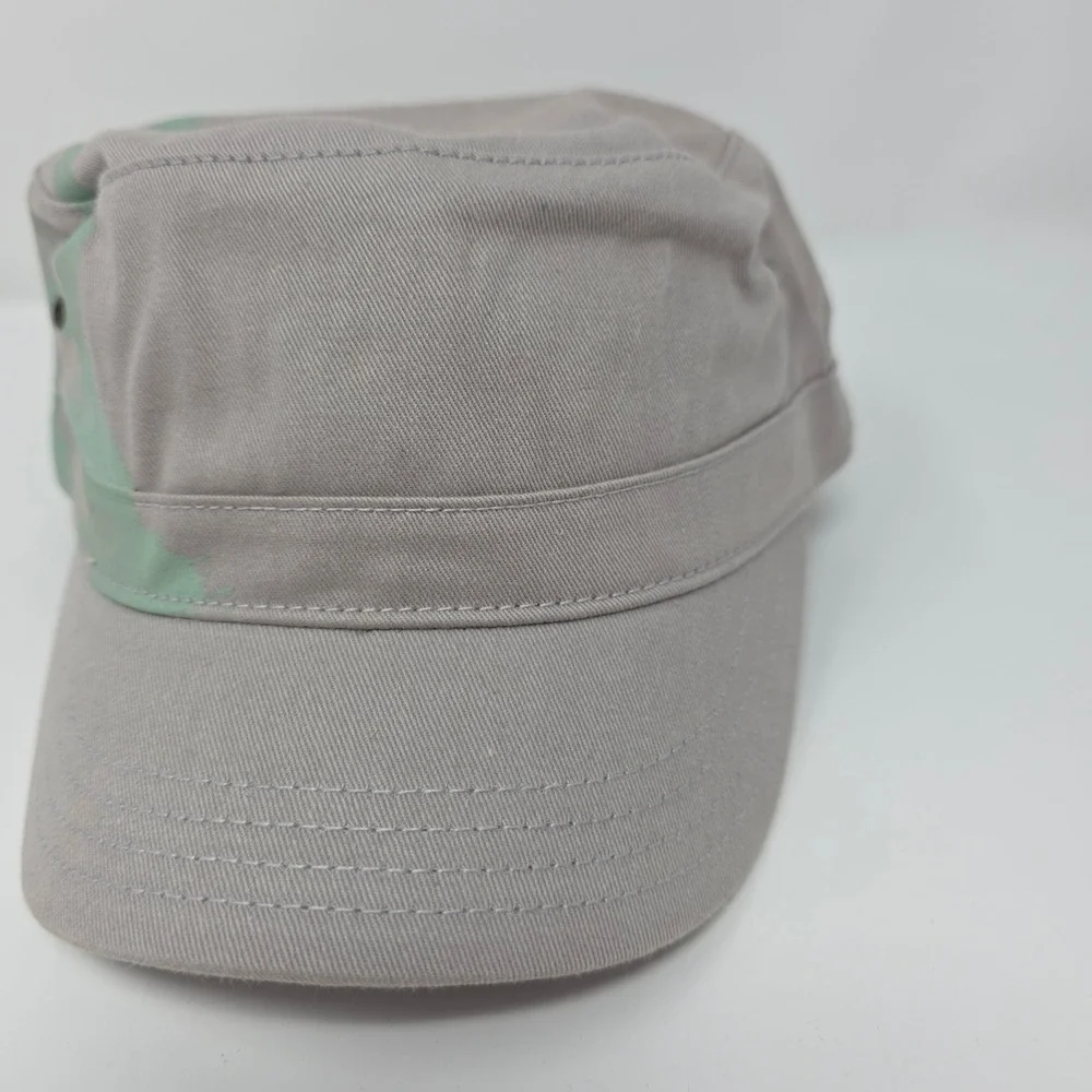 Cadet Cap Size 59 Palm Tree Print Cotton Twill Military Style Gray Gorpcore